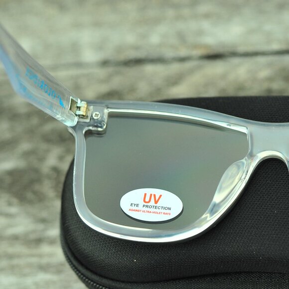 New Mirror Coated Lenses Silver Clear Acrylic Arms Sunglasses Unisex main image 8